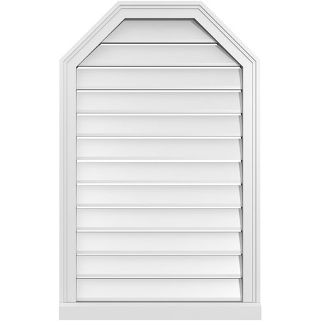 Ekena Millwork Octagonal Top Surface Mount PVC Gable Vent w/ 2"W x 2"P Brickmould Sill Frame, 24"W x 38"H GVPOT24X3803SF